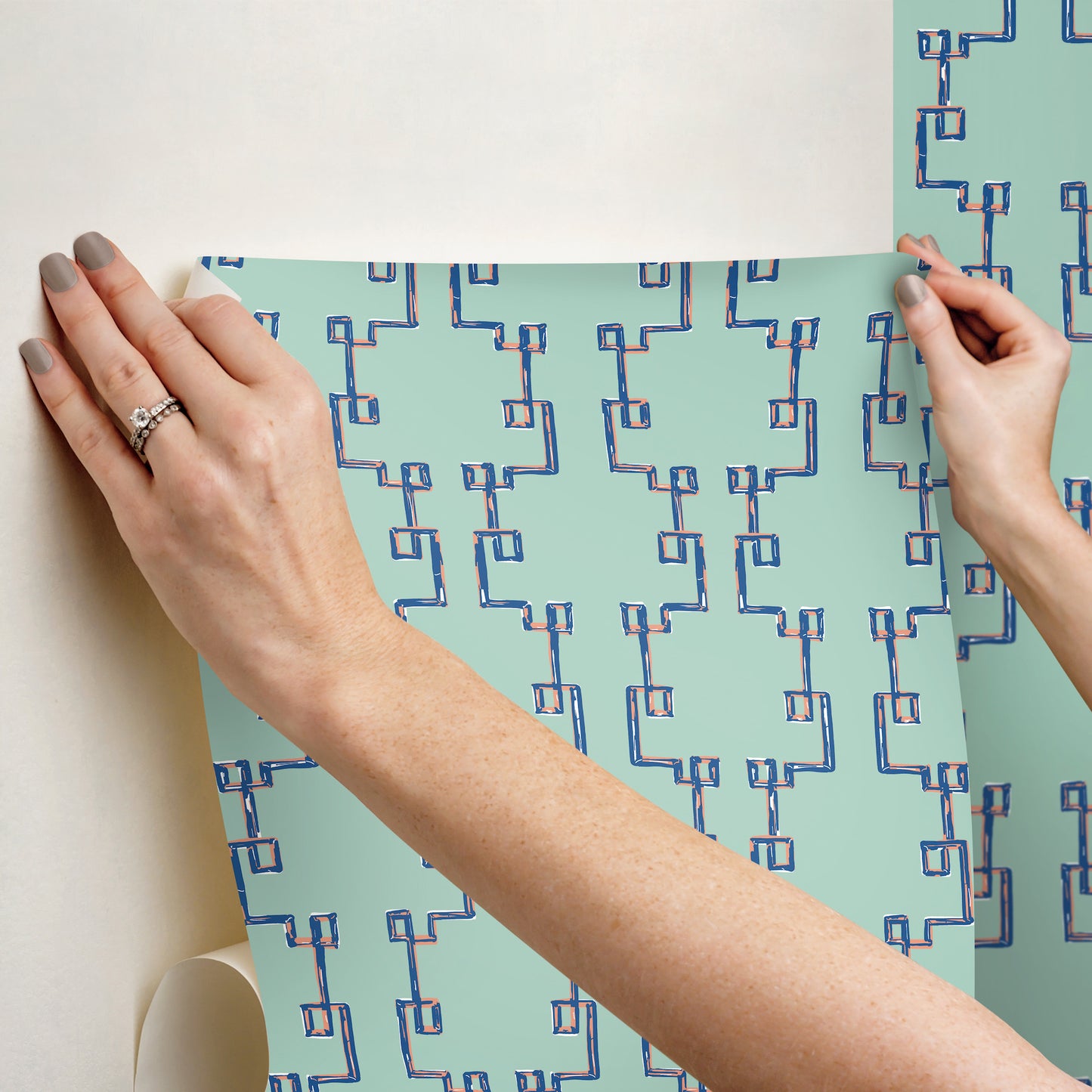 York Wallcoverings Madcap Cottage Bamboozled Sky Blue Peel and Stick Wallpaper  Geometrics Blues  Wallpaper - PSW1388RL