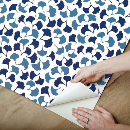 York Wallcoverings Madcap Cottage Forest Glade Navy Blue Peel and Stick Wallpaper  Botanical Blues  Wallpaper - PSW1390RL