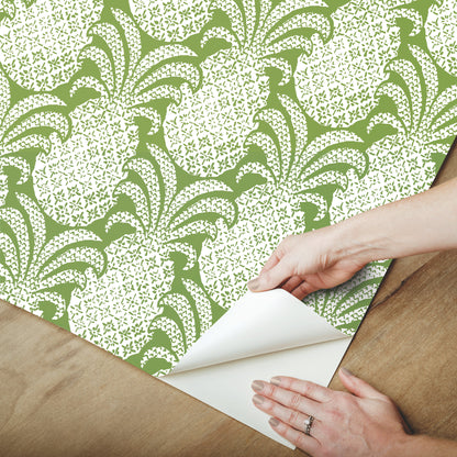 York Wallcoverings Madcap Cottage Colony Club Palm Green Peel and Stick Wallpaper  Botanical Greens  Wallpaper - PSW1392RL