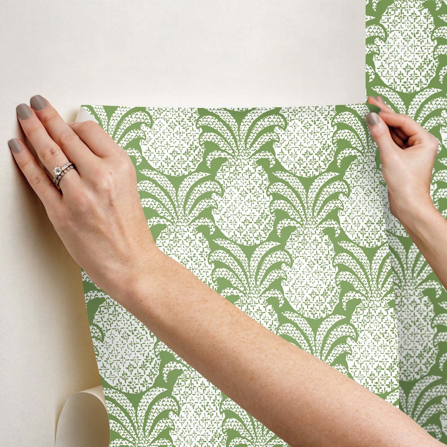 York Wallcoverings Madcap Cottage Colony Club Palm Green Peel and Stick Wallpaper  Botanical Greens  Wallpaper - PSW1392RL