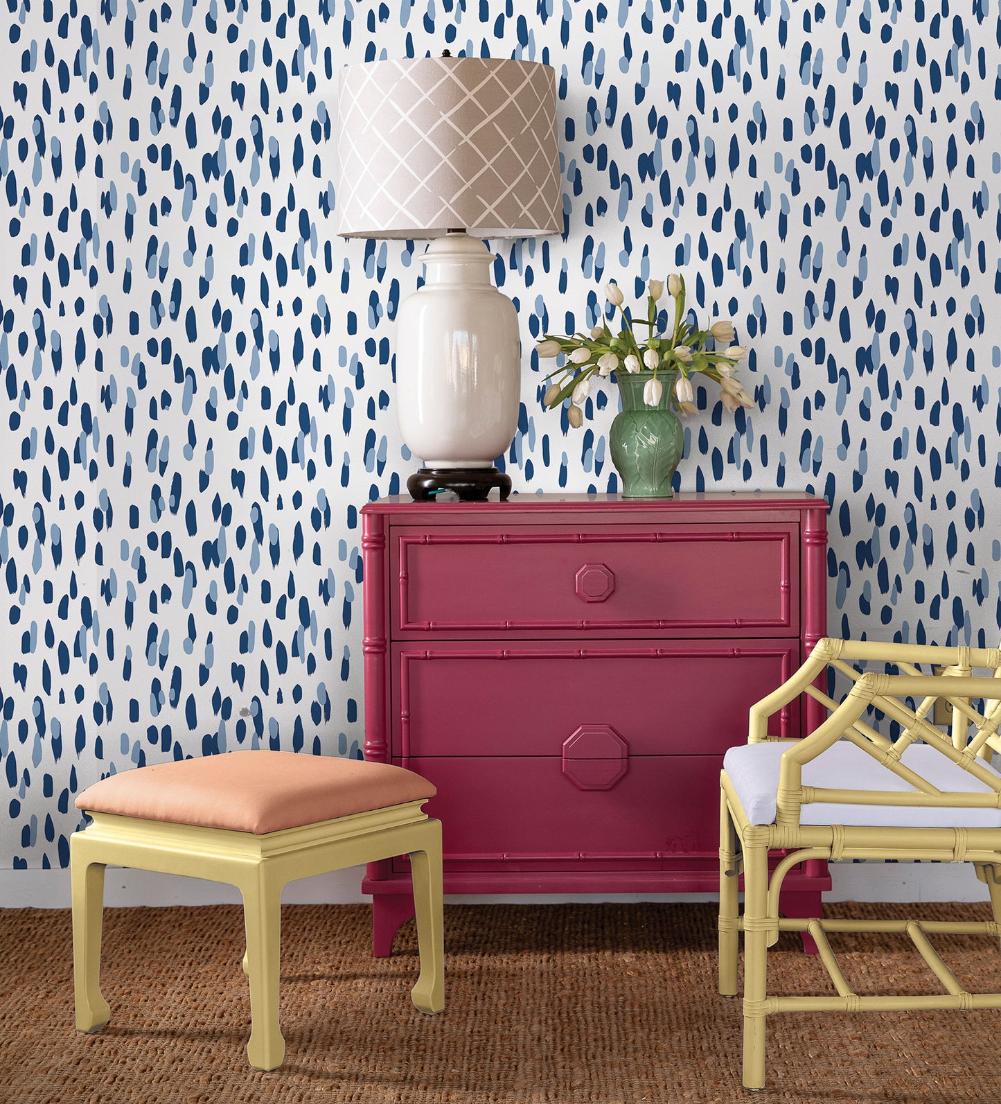 York Wallcoverings Madcap Cottage Club House Navy Blue Peel and Stick Wallpaper  Geometrics Blues  Wallpaper - PSW1394RL