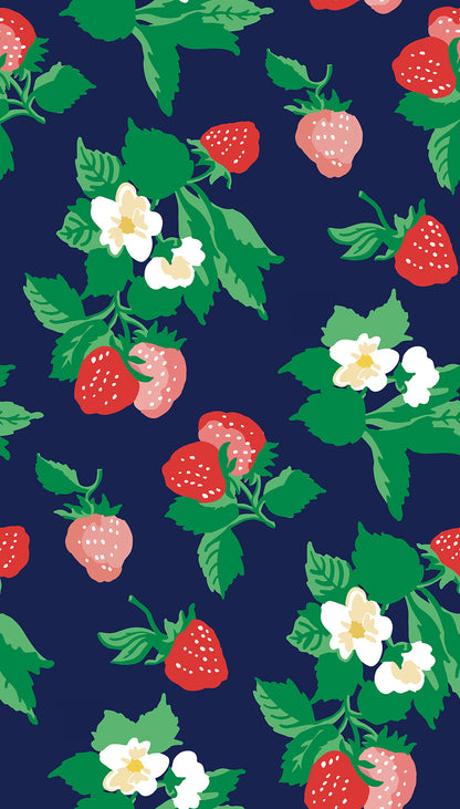 York Wallcoverings Madcap Cottage Berry Nice Navy Blue Peel and Stick Wallpaper  Botanical Blues  Wallpaper - PSW1396RL
