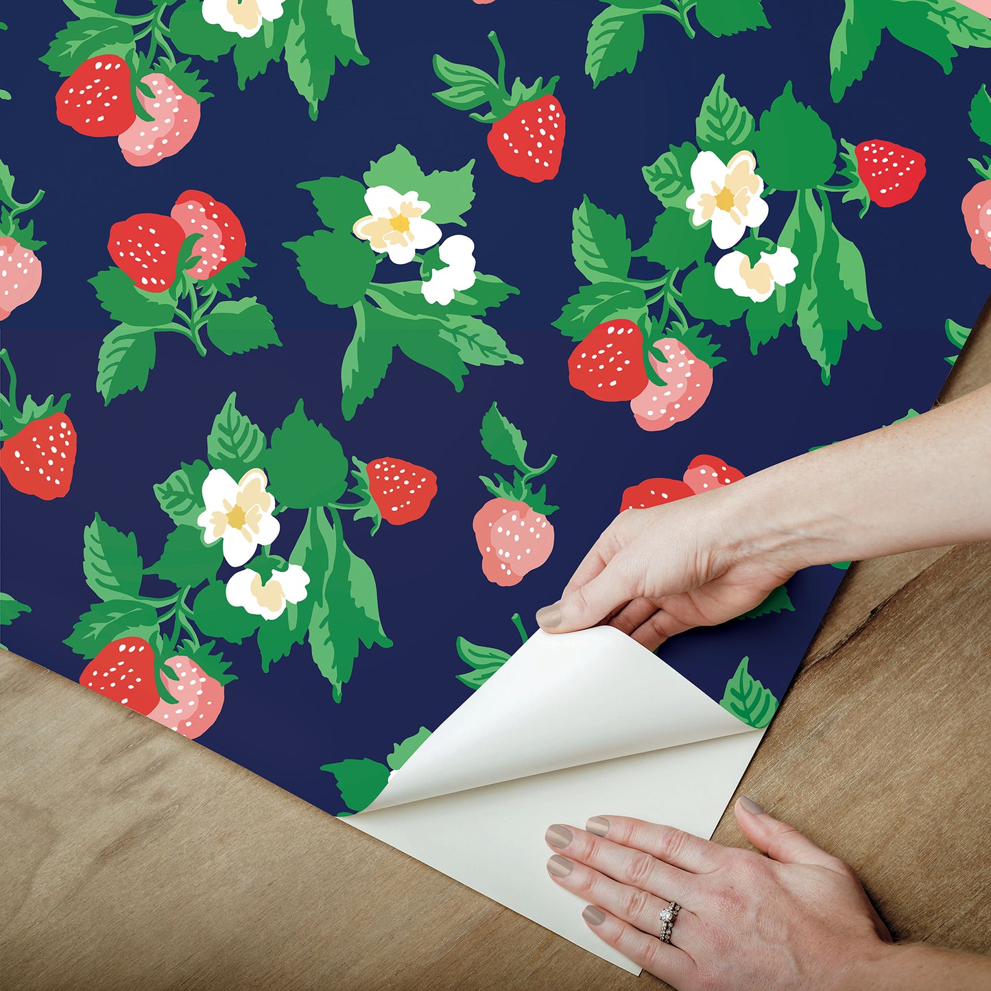 York Wallcoverings Madcap Cottage Berry Nice Navy Blue Peel and Stick Wallpaper  Botanical Blues  Wallpaper - PSW1396RL