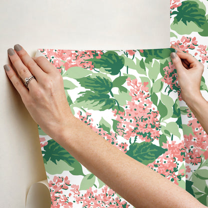 York Wallcoverings Madcap Cottage Bar Harbor Southampton Pink Peel and Stick Wallpaper  Florals and Flowers Pinks  Wallpaper - PSW1397RL