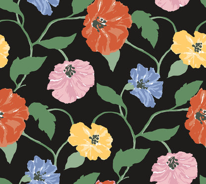 York Wallcoverings Madcap Cottage Jungle Garden Nightfall Peel and Stick Wallpaper  Florals and Flowers Blacks  Wallpaper - PSW1399RL