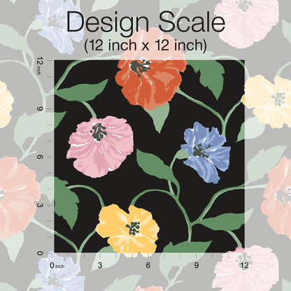 York Wallcoverings Madcap Cottage Jungle Garden Nightfall Peel and Stick Wallpaper  Florals and Flowers Blacks  Wallpaper - PSW1399RL