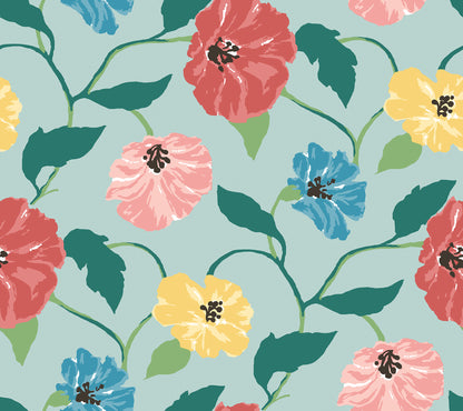 York Wallcoverings Madcap Cottage Jungle Garden Sky Blue Peel and Stick Wallpaper  Florals and Flowers Blues  Wallpaper - PSW1400RL