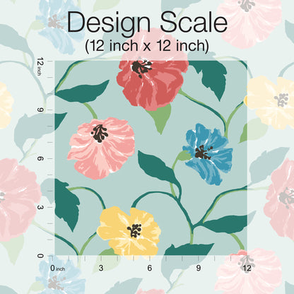 York Wallcoverings Madcap Cottage Jungle Garden Sky Blue Peel and Stick Wallpaper  Florals and Flowers Blues  Wallpaper - PSW1400RL