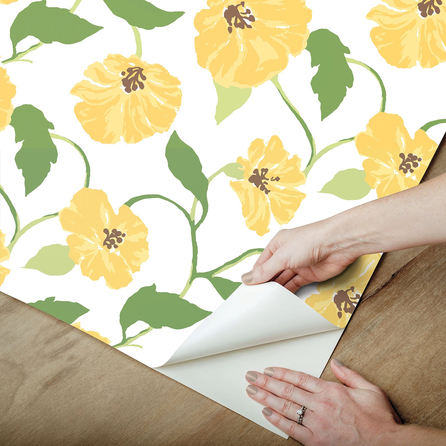York Wallcoverings Madcap Cottage Jungle Garden Lemon Grove Peel and Stick Wallpaper  Florals and Flowers Yellows  Wallpaper - PSW1401RL