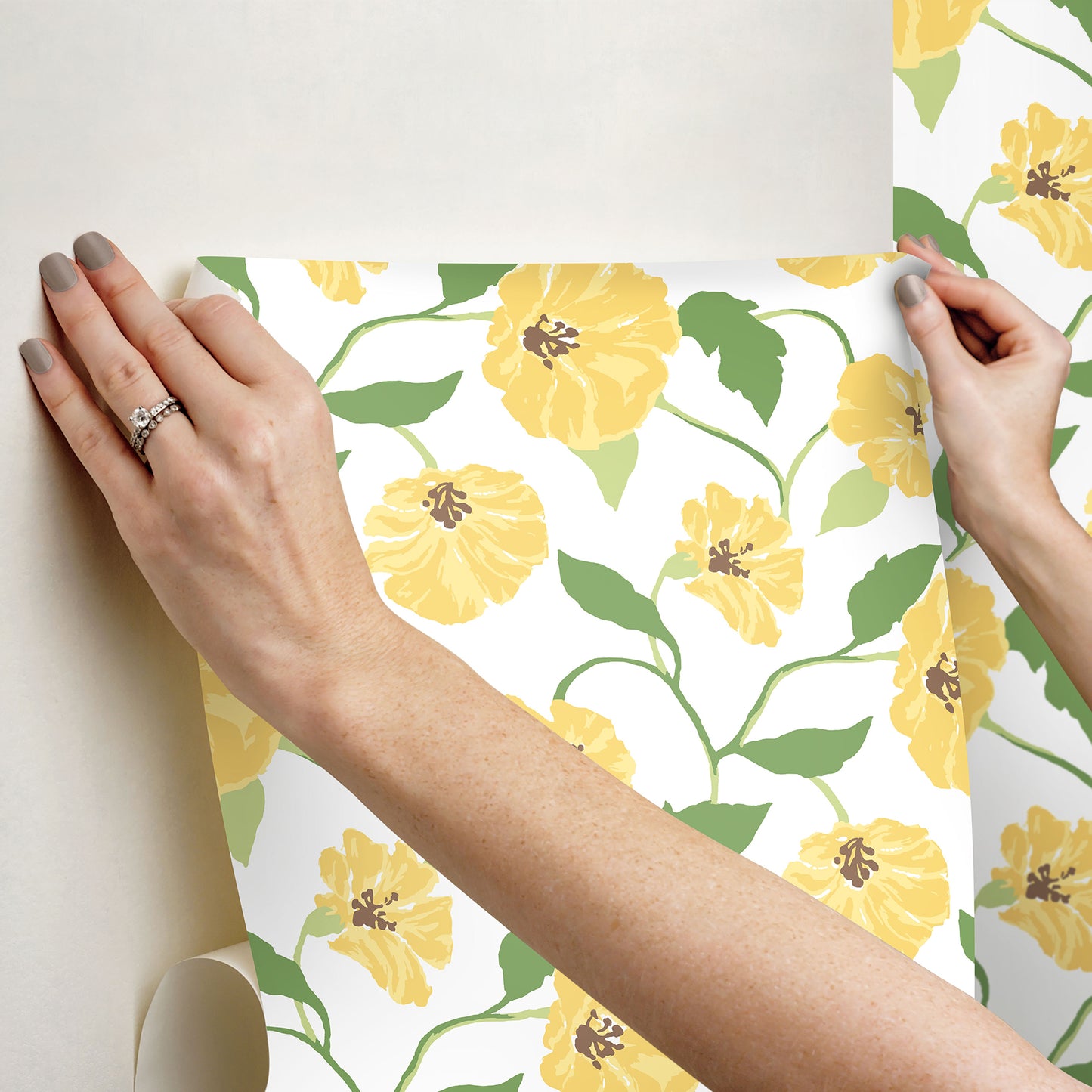 York Wallcoverings Madcap Cottage Jungle Garden Lemon Grove Peel and Stick Wallpaper  Florals and Flowers Yellows  Wallpaper - PSW1401RL