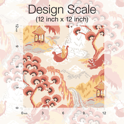 York Wallcoverings Madcap Cottage Old Peking Pink Lemonade Peel and Stick Wallpaper  Traditional Pinks  Wallpaper - PSW1402RL