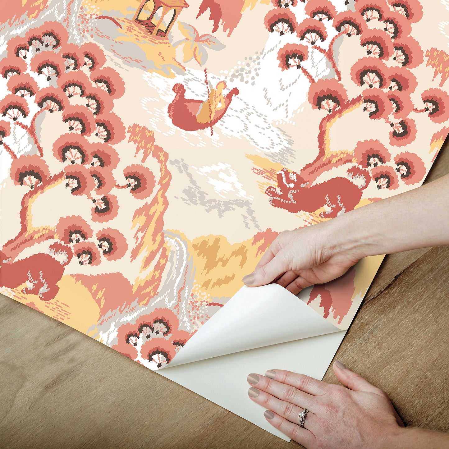 York Wallcoverings Madcap Cottage Old Peking Pink Lemonade Peel and Stick Wallpaper  Traditional Pinks  Wallpaper - PSW1402RL