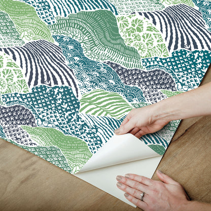 York Wallcoverings Madcap Cottage Shangri-La Palm Green Peel and Stick Wallpaper  Botanical Greens  Wallpaper - PSW1405RL