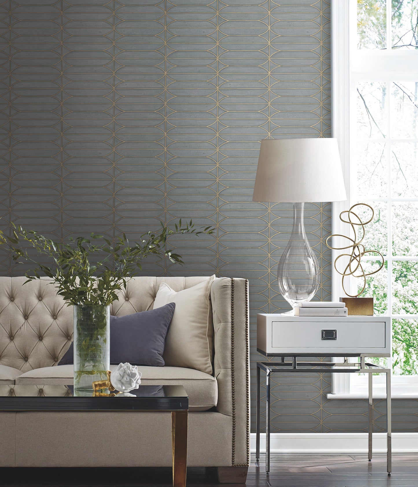 York Wallcoverings Simply Candice Pavilion Charcoal Peel and Stick Wallpaper  Geometrics Blacks  Wallpaper - PSW1410RL