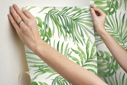 York Wallcoverings Simply Candice Paradise Palm Green Peel and Stick Wallpaper  Botanical Greens  Wallpaper - PSW1412RL