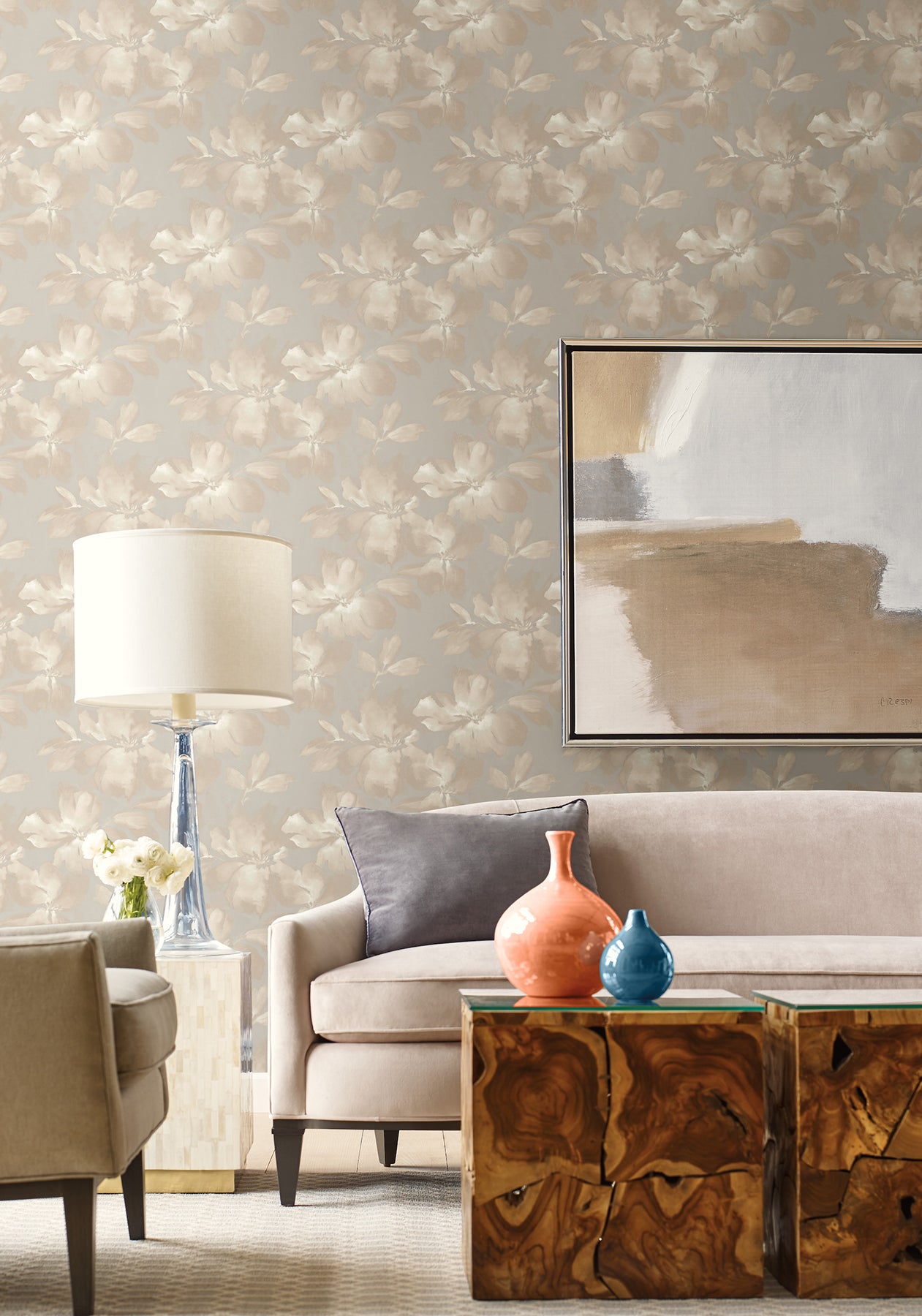 York Wallcoverings Simply Candice Midnight Blooms Neutral Peel and Stick Wallpaper  Florals and Flowers Blacks  Wallpaper - PSW1414RL
