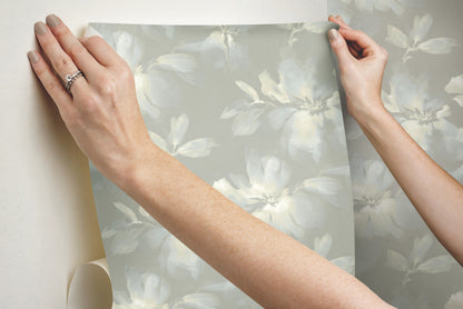 York Wallcoverings Simply Candice Midnight Blooms Light Blue and Grey Peel and Stick Wallpaper  Florals and Flowers Blacks  Wallpaper - PSW1415RL