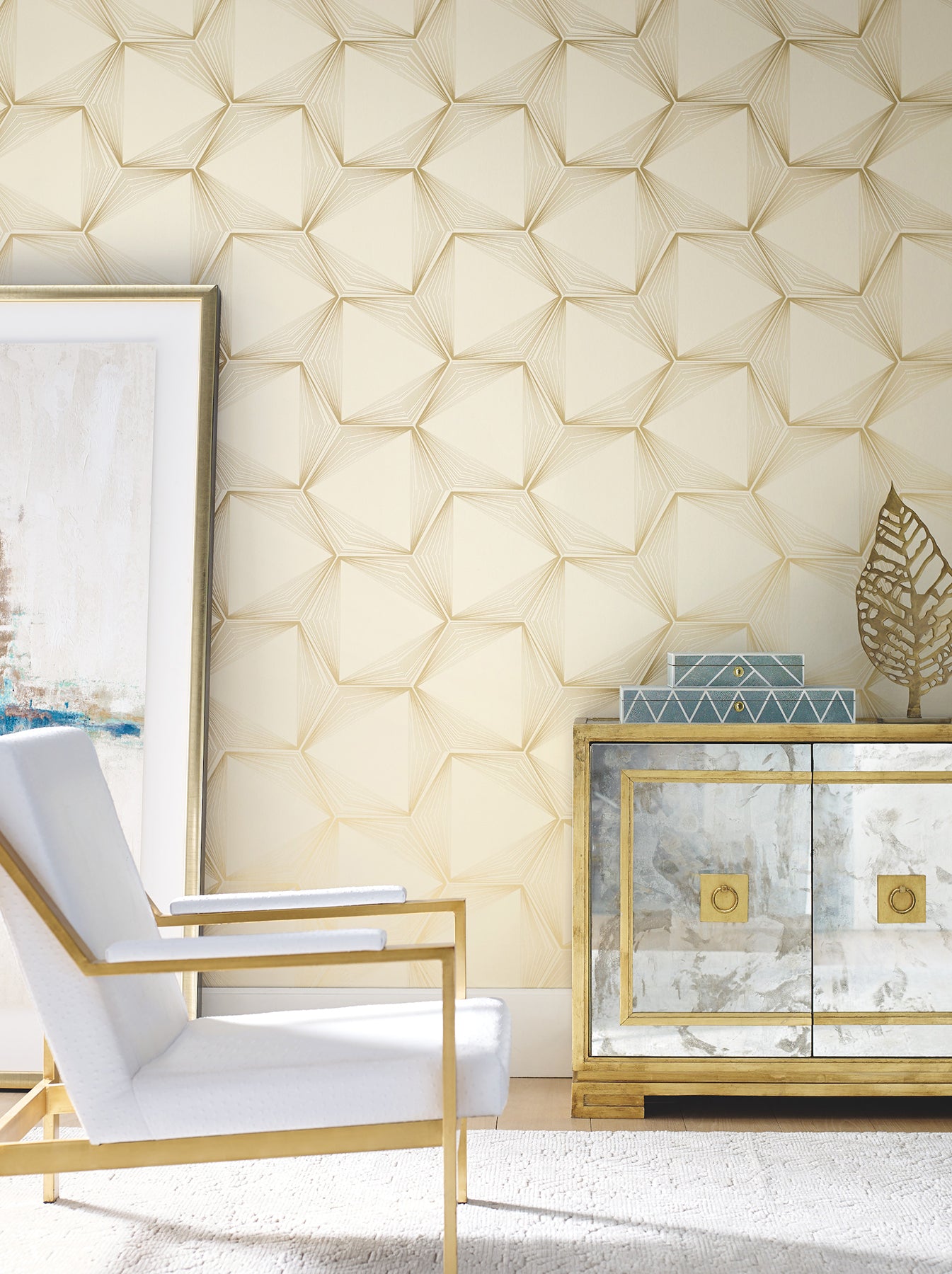 York Wallcoverings Simply Candice Honeycomb Sand and Gold Peel and Stick Wallpaper  Geometrics Beiges  Wallpaper - PSW1416RL