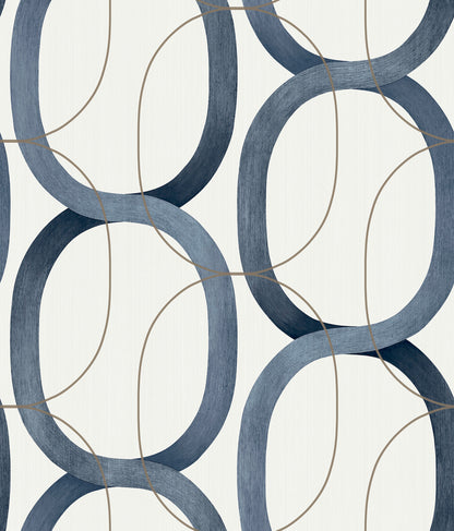 York Wallcoverings Simply Candice Interlock Navy Peel and Stick Wallpaper  Geometrics Blues  Wallpaper - PSW1420RL