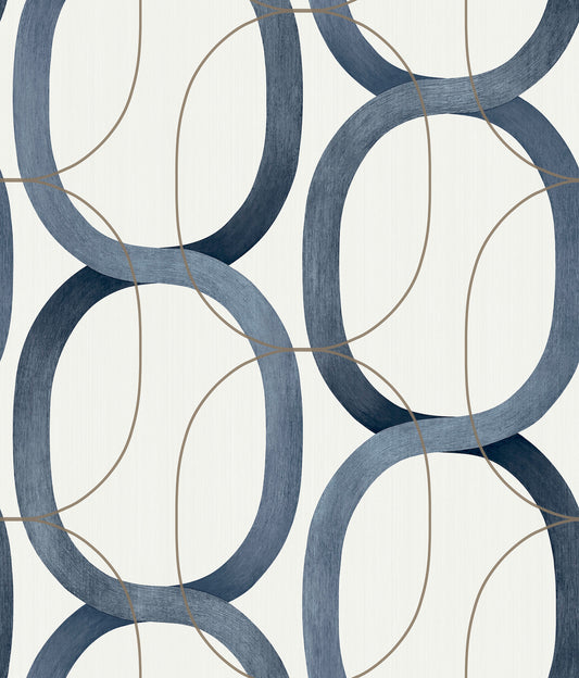 York Wallcoverings Simply Candice Interlock Navy Peel and Stick Wallpaper  Geometrics Blues  Wallpaper - PSW1420RL