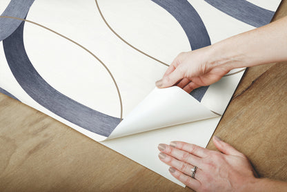 York Wallcoverings Simply Candice Interlock Navy Peel and Stick Wallpaper  Geometrics Blues  Wallpaper - PSW1420RL