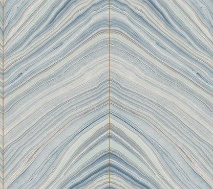 York Wallcoverings Simply Candice Onyx Strata Mist Blue Peel and Stick Wallpaper  Geometrics Blues  Wallpaper - PSW1421RL