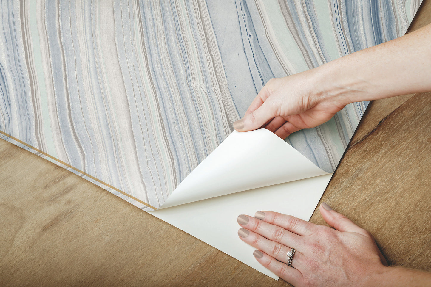 York Wallcoverings Simply Candice Onyx Strata Mist Blue Peel and Stick Wallpaper  Geometrics Blues  Wallpaper - PSW1421RL