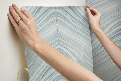 York Wallcoverings Simply Candice Onyx Strata Mist Blue Peel and Stick Wallpaper  Geometrics Blues  Wallpaper - PSW1421RL