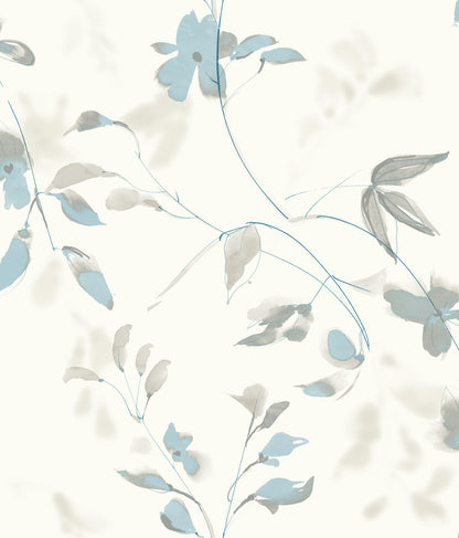 York Wallcoverings Erin and Ben Co. Linden Flower Spa Blue Peel and Stick Wallpaper  Botanical Blues  Wallpaper - PSW1423RL