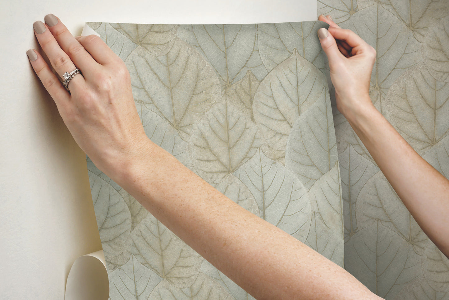 York Wallcoverings Simply Candice Leaf Concerto Warm Taupe Peel and Stick Wallpaper  Botanical Browns  Wallpaper - PSW1425RL