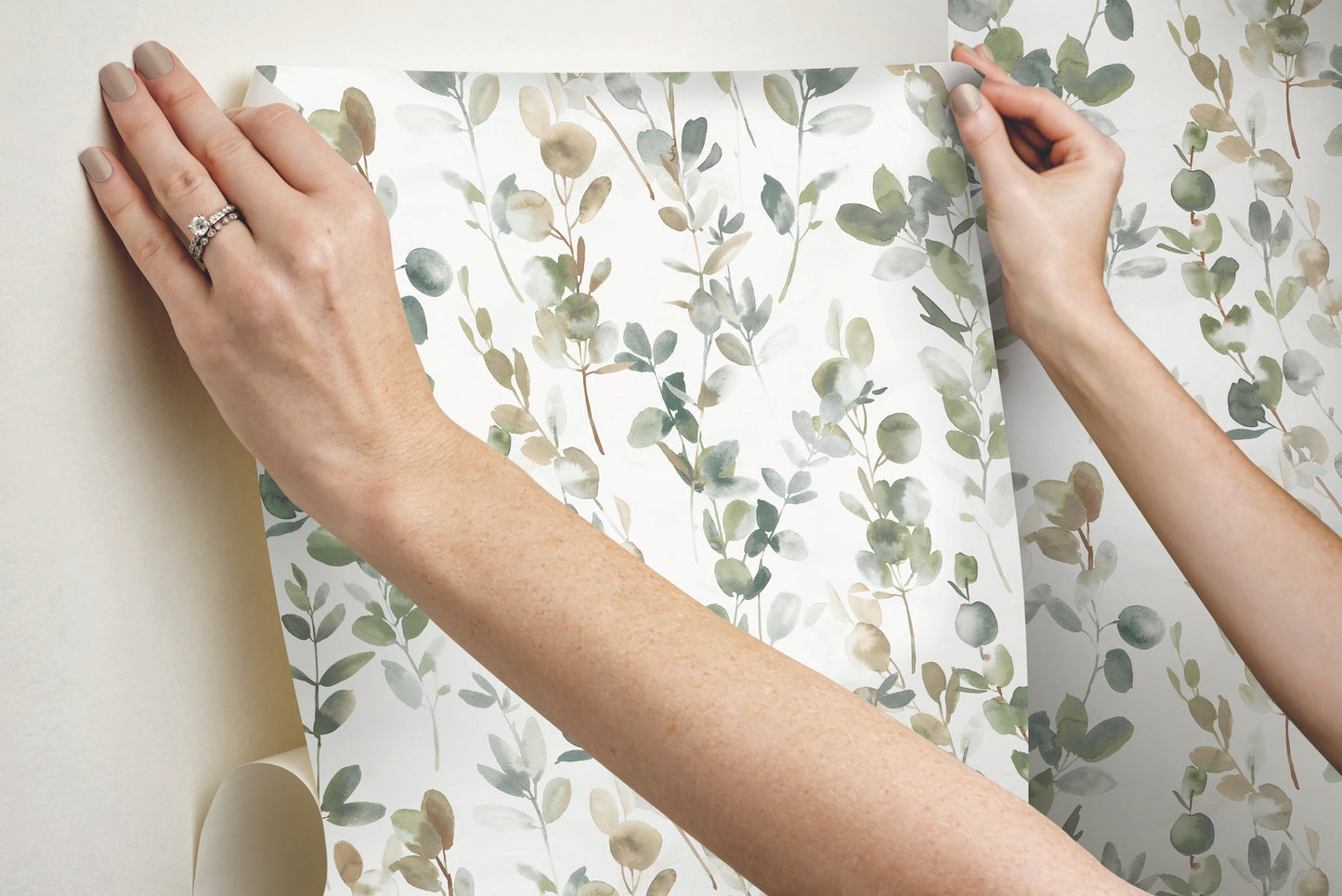 York Wallcoverings Erin and Ben Co. Joyful Eucalyptus Green Peel and Stick Wallpaper  Botanical Greens  Wallpaper - PSW1430RL