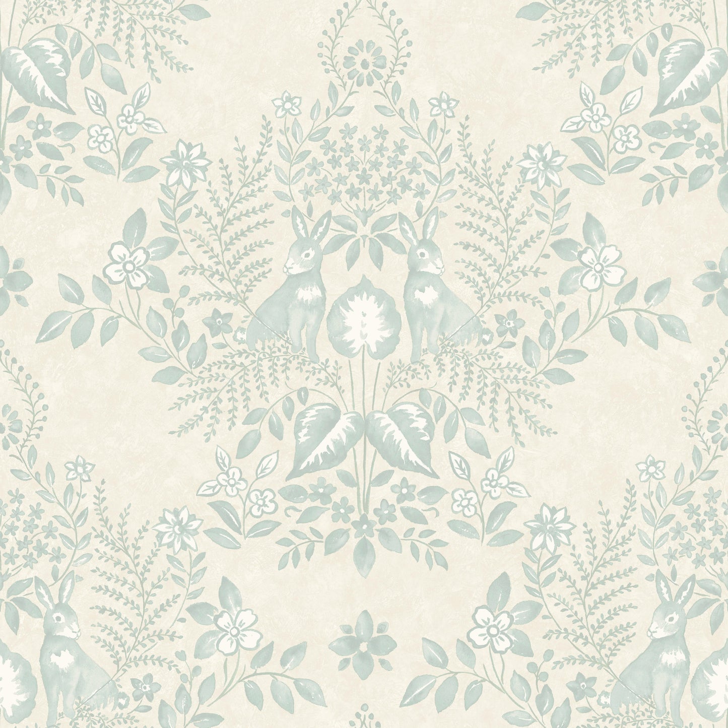 York Wallcoverings Erin and Ben Co. Cottontail Toile Vintage Duck Egg Peel and Stick Wallpaper  Animals Beiges  Wallpaper - PSW1435RL