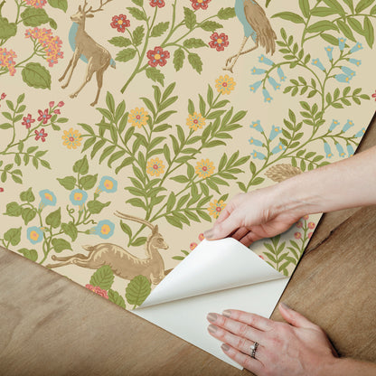 York Wallcoverings Erin and Ben Co. Woodland Floral Linen Peel and Stick Wallpaper  Florals and Flowers Browns  Wallpaper - PSW1436RL