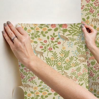 York Wallcoverings Erin and Ben Co. Woodland Floral Linen Peel and Stick Wallpaper  Florals and Flowers Browns  Wallpaper - PSW1436RL