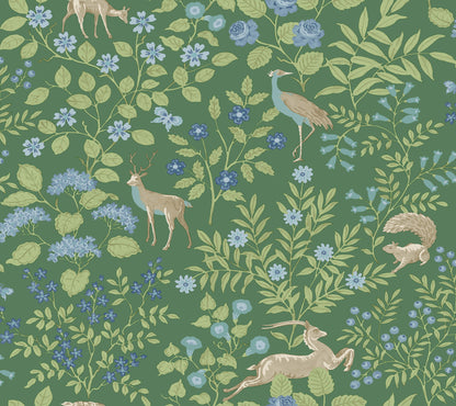 York Wallcoverings Peel and Stick Rifle Paper 2 Woodland Floral Meadow Green Peel and Stick Wallpaper  Florals and Flowers Greens  Wallpaper - PSW1437RL
