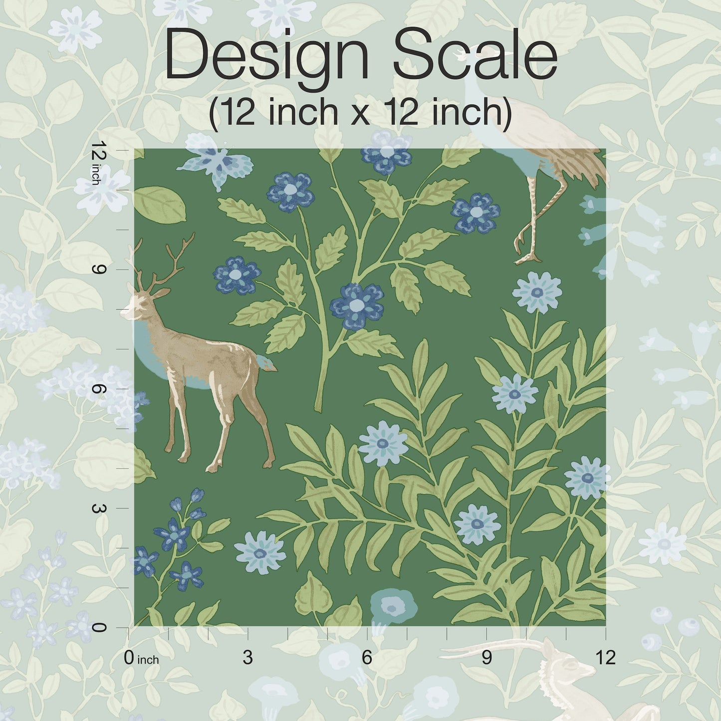 York Wallcoverings Peel and Stick Rifle Paper 2 Woodland Floral Meadow Green Peel and Stick Wallpaper  Florals and Flowers Greens  Wallpaper - PSW1437RL