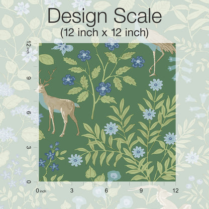 York Wallcoverings Peel and Stick Rifle Paper 2 Woodland Floral Meadow Green Peel and Stick Wallpaper  Florals and Flowers Greens  Wallpaper - PSW1437RL