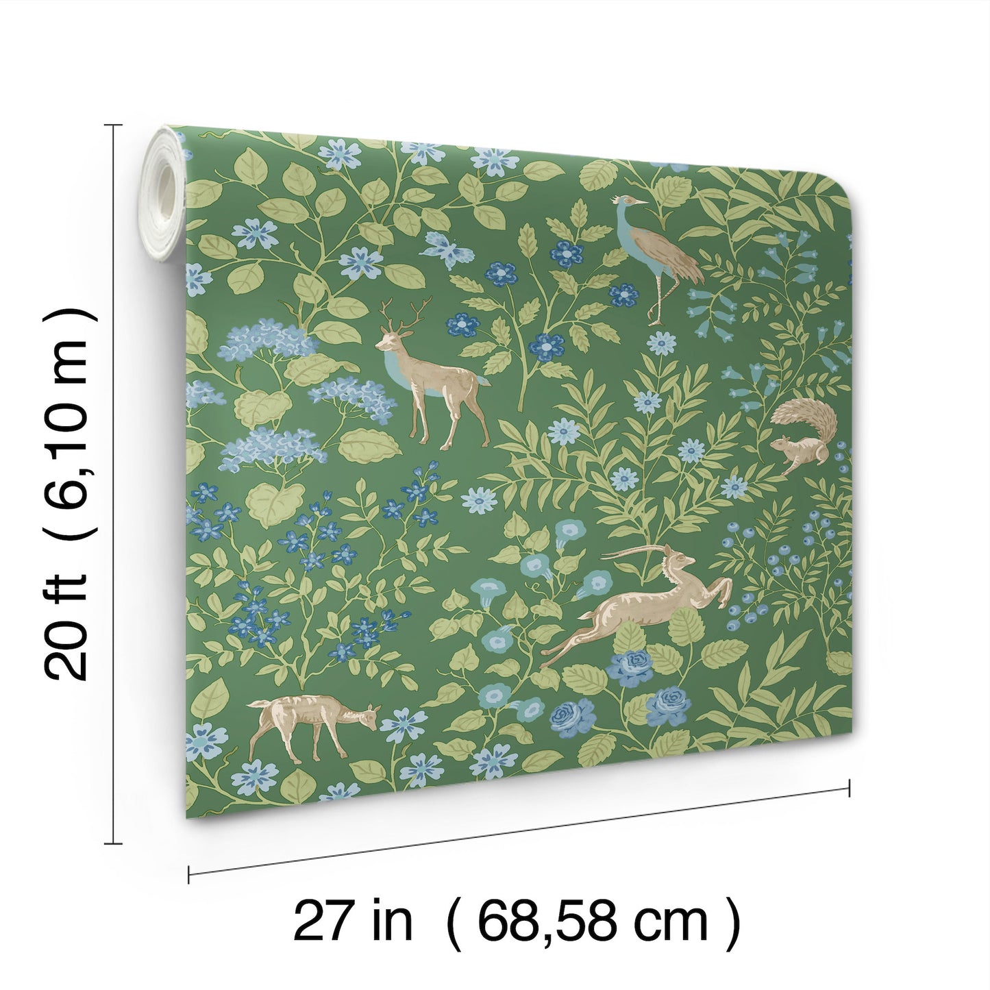 York Wallcoverings Peel and Stick Rifle Paper 2 Woodland Floral Meadow Green Peel and Stick Wallpaper  Florals and Flowers Greens  Wallpaper - PSW1437RL