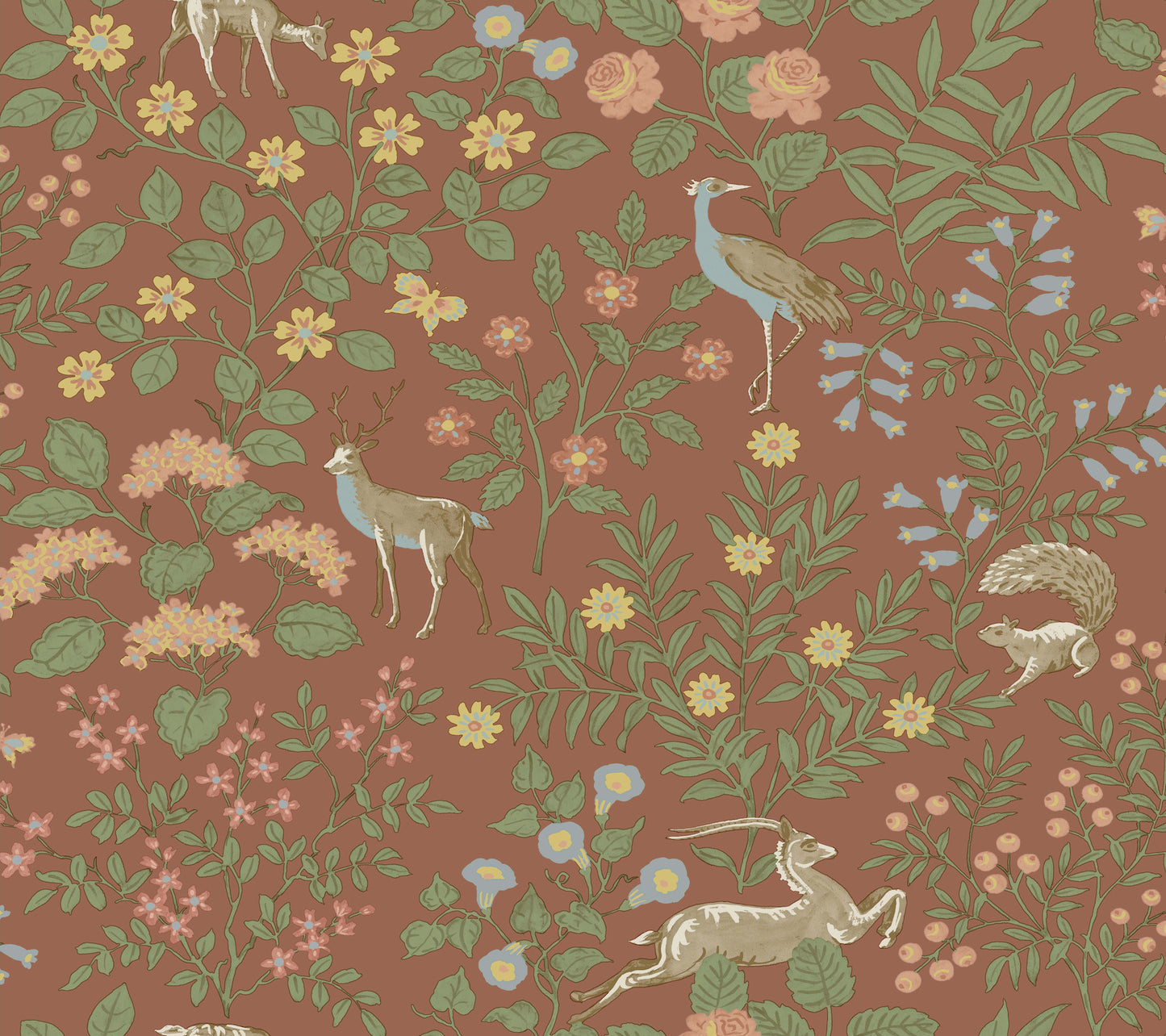 York Wallcoverings Peel and Stick Rifle Paper 2 Woodland Floral Rust Peel and Stick Wallpaper  Florals and Flowers Oranges  Wallpaper - PSW1438RL