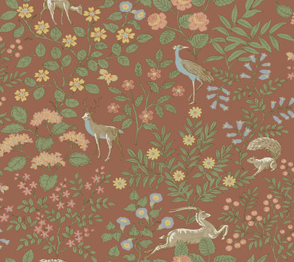 York Wallcoverings Peel and Stick Rifle Paper 2 Woodland Floral Rust Peel and Stick Wallpaper  Florals and Flowers Oranges  Wallpaper - PSW1438RL