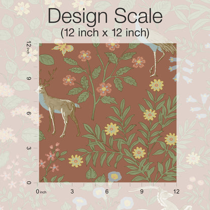 York Wallcoverings Peel and Stick Rifle Paper 2 Woodland Floral Rust Peel and Stick Wallpaper  Florals and Flowers Oranges  Wallpaper - PSW1438RL