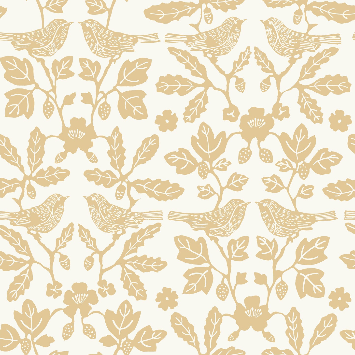 York Wallcoverings Erin and Ben Co. Sparrow and Oak Ochre Yellow Peel and Stick Wallpaper  Botanical Yellows  Wallpaper - PSW1439RL