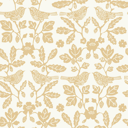 York Wallcoverings Erin and Ben Co. Sparrow and Oak Ochre Yellow Peel and Stick Wallpaper  Botanical Yellows  Wallpaper - PSW1439RL
