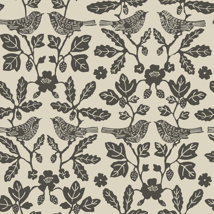 York Wallcoverings Erin and Ben Co. Sparrow and Oak Linen and Charcoal Peel and Stick Wallpaper  Botanical Greys  Wallpaper - PSW1442RL