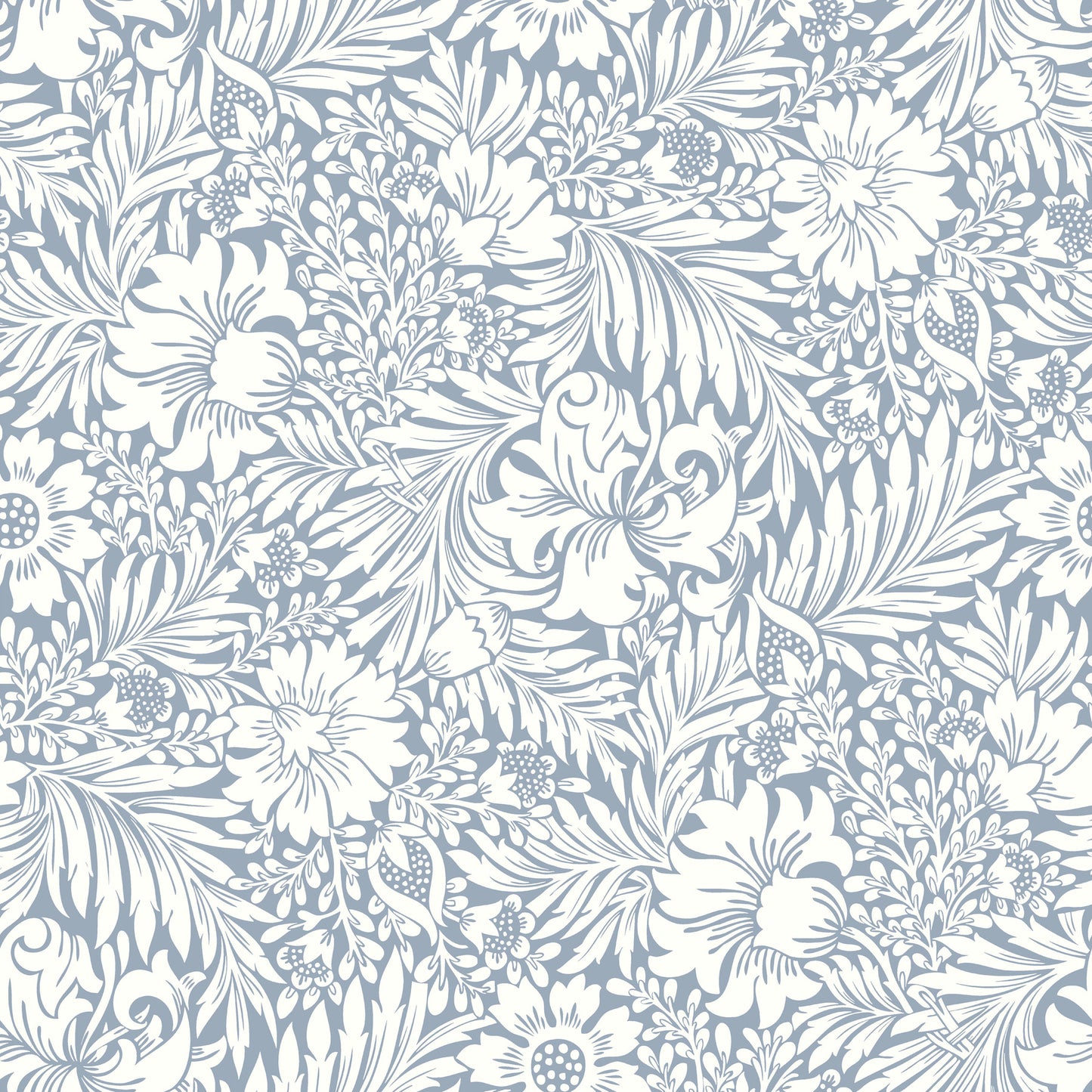 York Wallcoverings Erin and Ben Co. Modern Acanthus Wedgewood Blue Peel and Stick Wallpaper  Florals and Flowers Blues  Wallpaper - PSW1443RL