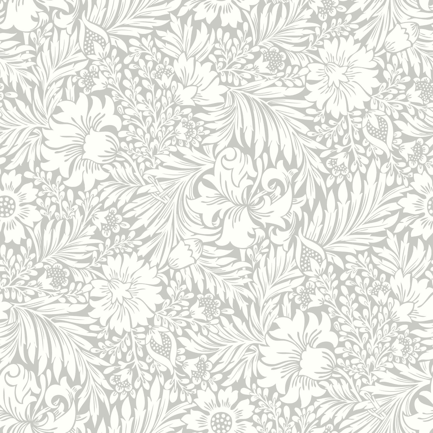 York Wallcoverings Erin and Ben Co. Modern Acanthus Mist Peel and Stick Wallpaper  Florals and Flowers Greys  Wallpaper - PSW1444RL