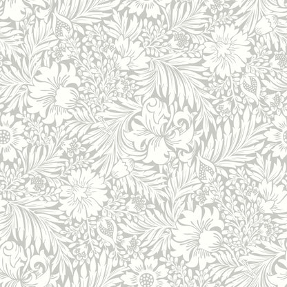 York Wallcoverings Erin and Ben Co. Modern Acanthus Mist Peel and Stick Wallpaper  Florals and Flowers Greys  Wallpaper - PSW1444RL