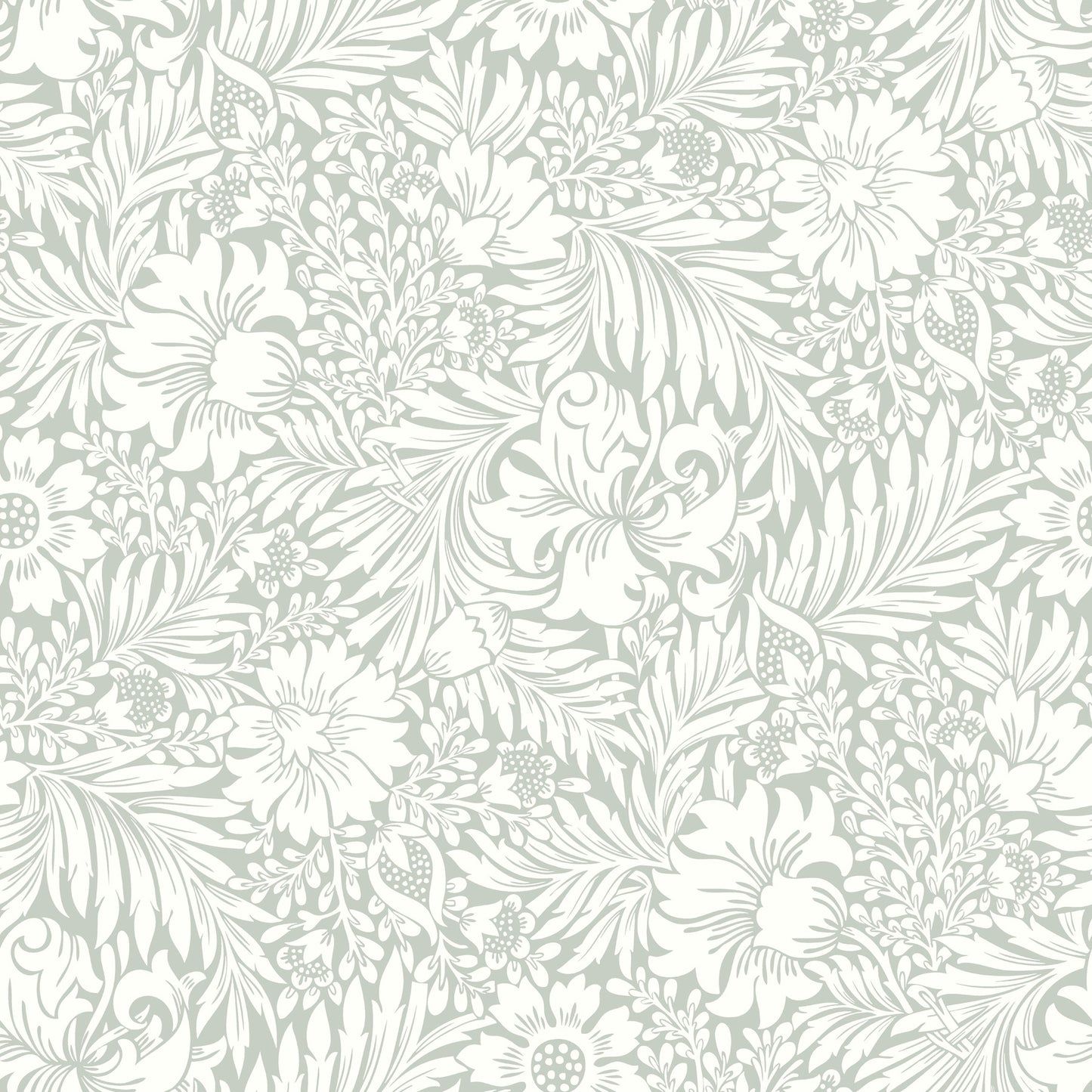 York Wallcoverings Erin and Ben Co. Modern Acanthus Vintage Duck Egg Peel and Stick Wallpaper  Florals and Flowers Greens  Wallpaper - PSW1446RL