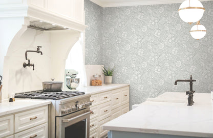 York Wallcoverings Erin and Ben Co. Modern Acanthus Vintage Duck Egg Peel and Stick Wallpaper  Florals and Flowers Greens  Wallpaper - PSW1446RL