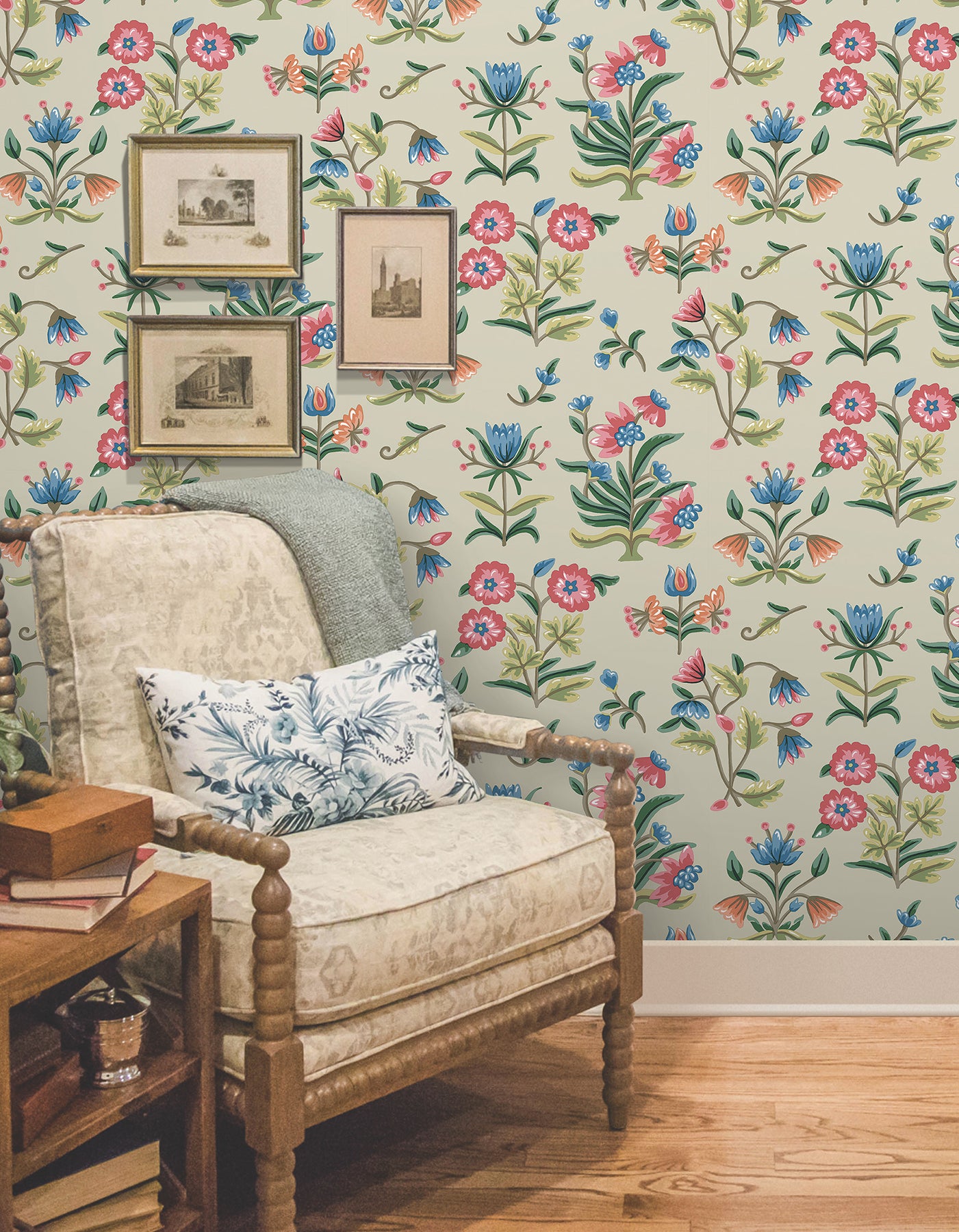 York Wallcoverings Erin and Ben Co. Heirloom Floral Taupe and Multi Peel and Stick Wallpaper  Florals and Flowers Browns  Wallpaper - PSW1447RL